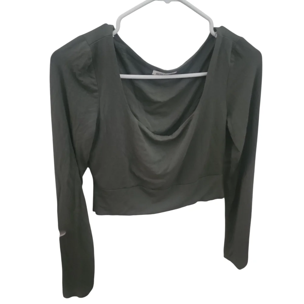 Sozy Brooklyn Green Long Sleeve Crop Top - M - Picture 2 of 3
